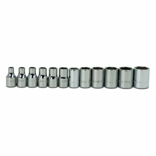 Williams Socket Set, 1/4 Inch Dr, Shallow, Chrome, 1/4 Inch Size JHWMSM-12HRC